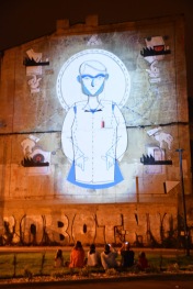 "Drugie życie fabryki" - Andrzej PoProstu (mural), Bartosz SIorek (animacja), Steve Nash (muzyka), Pomorska 79, fot. Paweł Trzeźwiński